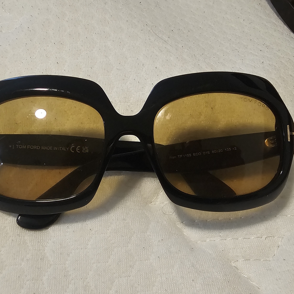 Tom Ford Women's Black Frame Sunglasses with Amber Lenses